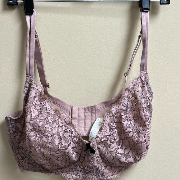 Cacique Seriously Sexy Side Corset Lace Up Rose Unlined Full Coversge Bra 38F - Picture 1 of 12